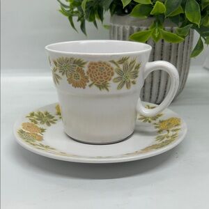 Noritake Progression SUNNY SIDE 9003 Orange Yellow Flowers Cup & Saucer Set